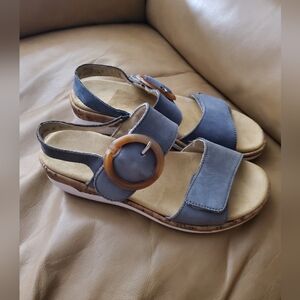 Remonte Jocelyn Slingback Women's 37 White Blue Leather Comfort Sandals